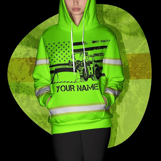 Matedecor High Visibility Hi Vis Hoodie for Men - Jobs Collection Custom Name Class 3 Reflective Safety Workwear