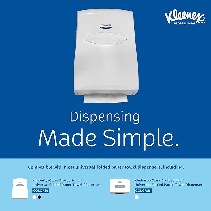 Kleenex Professional Universal Multifold Paper Towels, Bulk (02046), Absorbency Pockets, 9.2" x 9.4" Towel, White (150 Sheets/Pack, 8 Packs/Case, 1,200 Sheet Total)