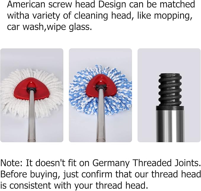 Qulable Spin Mop Replacement Handle - 4-Section 30" to 58" Mop Handle Replacement Stick Compatible with O-Ceda Spin Mop, EasyWring Mop Handle for Floor Cleaning(Mop Head&Base not Include) (Black)