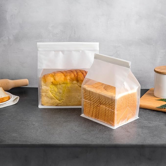 50 Pcs 8.6 Inch Bread Bags with Tin Tie, Large Loaf Bags Made Of White Cotton Paper, Storage Packing Bag with Clear Window for Bakery, Cafe, Homemade Bread