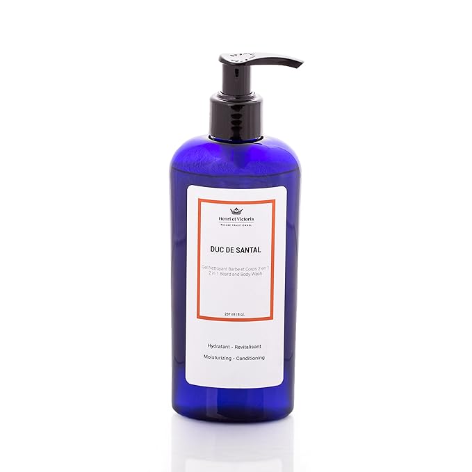 HENRI ET VICTORIA Duc de Santal Beard Wash Body Wash For Men Hand Made | Moisturizing and soothing | 8oz