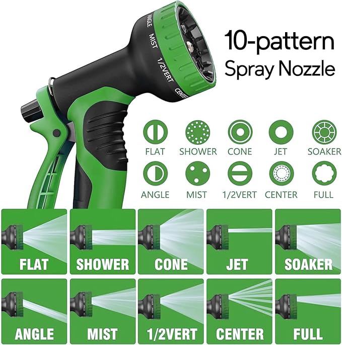 75 ft Expandable Garden Hose, 2025 New Ultra Lightweight Kink Free Flexible Water Hose 75ft, 10 Pattern Spray Nozzle, Leak-Proof Solid Brass Fittings, High-Density Outer Fabric & Durable Inner Core