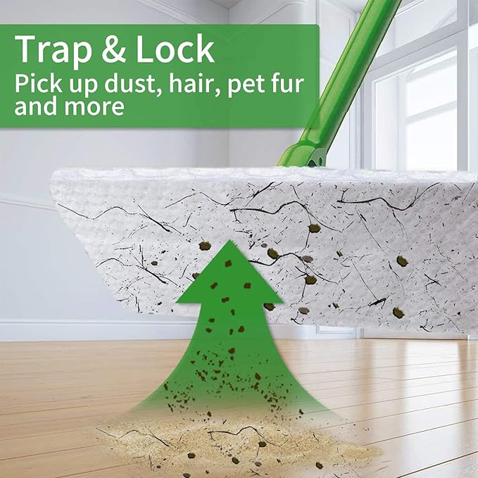 200 Count Thickeded Dry Sweeping Cloths Compatible with Swiffer Pad, Strong Removal for Dust, Hair and Dander, Dry Refills Compatible with Swiffer Mop, 11 x 8.6 inch