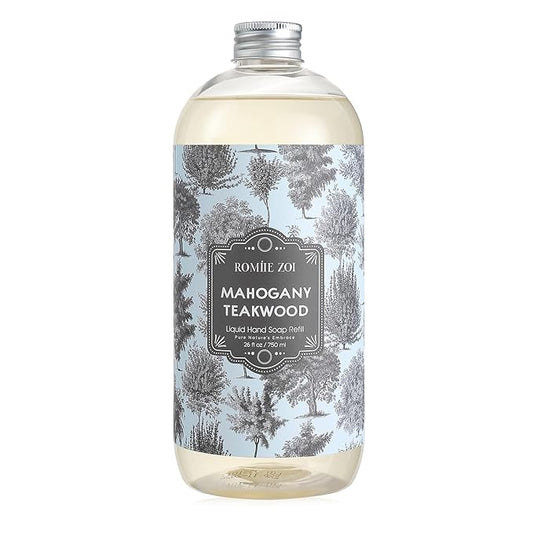 ROMIIE ZOI Liquid Hand Soap Refill, Teakwood, Gentle & Moisturizing Formula, 750 ML/ 26 FL OZ