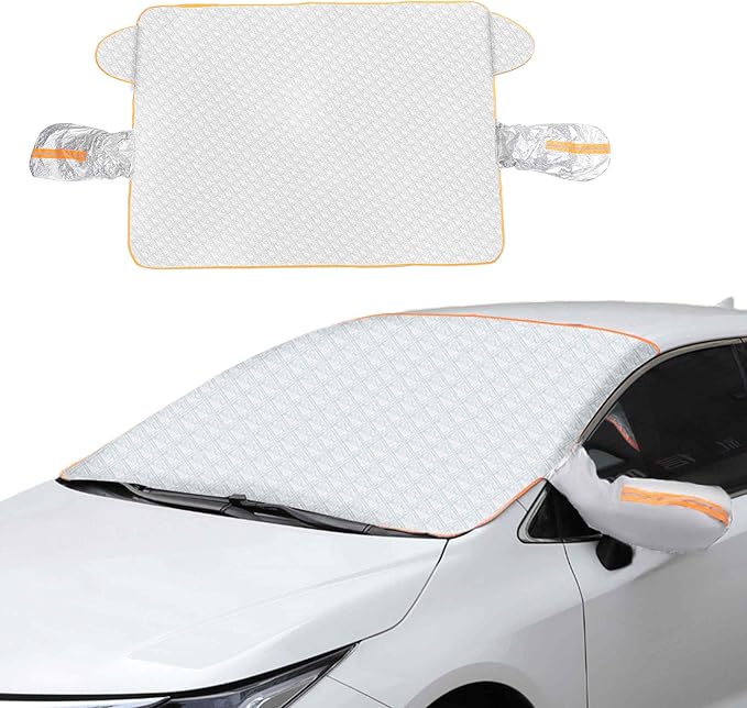 Car Windshield Snow Ice Cover with Side Mirror and HookMagnetic Windshield Cover for Ice and SnowCar Windshield Sun Shade Foldable Fit for Large SUV/Pickup/Truck/MPV (89"x43")