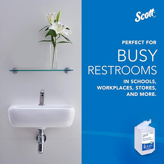 Scott Professional Green Certified Foam Hand Soap (91565), 1.0 L, Foaming, Clear, No Fragrance Added, Manual Refills, Ecologo, NSF E-1 Rated (6 Bottles)