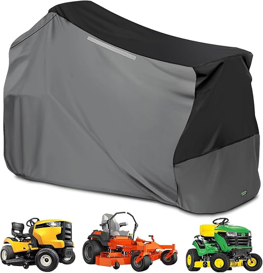 Premium Riding Lawn Mower Cover, Elechomes Heavy Duty 600D Polyester Oxford UV Protection Waterproof Windproof Universal Fits Decks Up to 60" Lawn Mower Dust Covers with Storage Bag 82.5x46x55 Inch