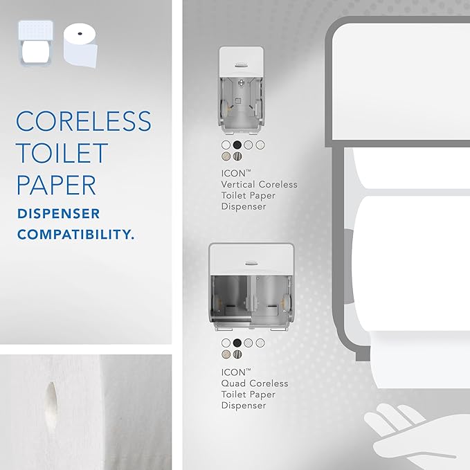 Scott Professional Essential Coreless High-Capacity Standard Roll Toilet Paper, Bulk (04007), 2-Ply, White (36 Rolls of 1,000 Sheets, 36,000 Sheet Total)