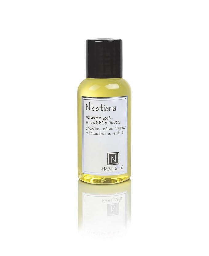 Nabila K Nicotiana Shower Gel & Bubble Bath, 2.4 oz – Non-Drying Body Wash with Jojoba, Aloe Vera & Vitamins – Naturally-Derived, Sulfate-Free – Made in USA – For Men & Women
