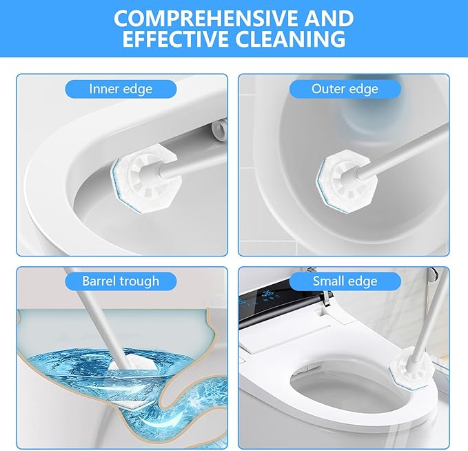 50 Count Toilet Wand Refills for Clorox, Upgraded Disposable Brush Heads Compatible with Clorox Wand Refills for Bathroom Cleaning