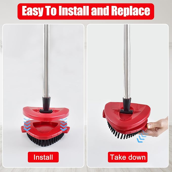 Spin Mop Handle Replacement for OCedar,Mop Handle for OCedar,4-Section 30-58" Mop Handles for O Cedar, 2 Pack Mop Scrubber and Mop Base for Ocedar EasyWring 1 Tank,Use for Hard Floor Cleaning