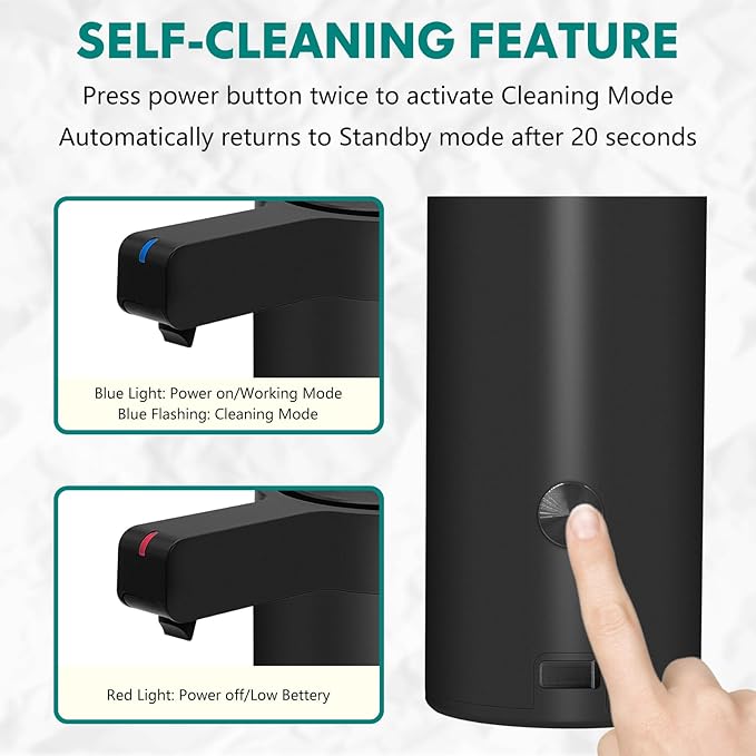 Automatic Soap Dispenser Stainless Steel with Sensor Infrared 9 oz. Soap Dispenser Electric IPX5 Waterproof USB-C Charging Motion Sensor for Kitchen & Bathroom (Black)