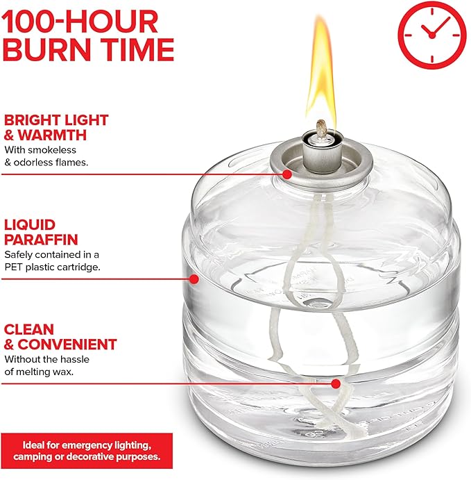 100 Hour Candle Pack of 6, Emergency Candles for Power Outages, Hurricane Storm Survival, and Camping, Liquid Long Burning Candles, Bulk Emergency Candle Supplies