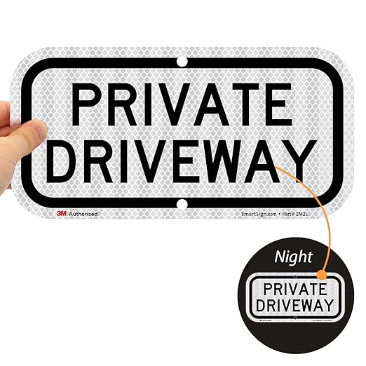 SmartSign "Private Driveway" Sign | 6" x 12" 3M High Intensity Grade Reflective Aluminum, Made in USA
