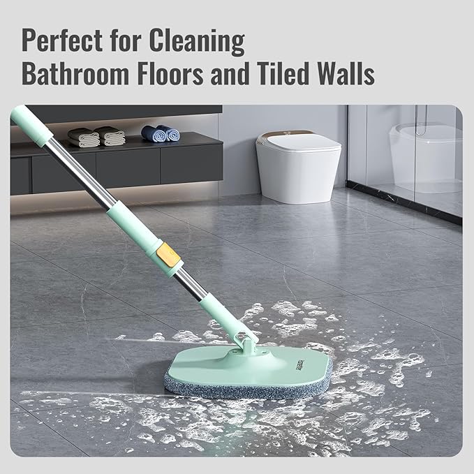 Spin Mop and Bucket Set, Detachable Inner Bucket with Separate Dirty Water System, Deep-Cleaning Mops for Floor/Wall Cleaning with Triangular Head & 4 Microfiber Pads