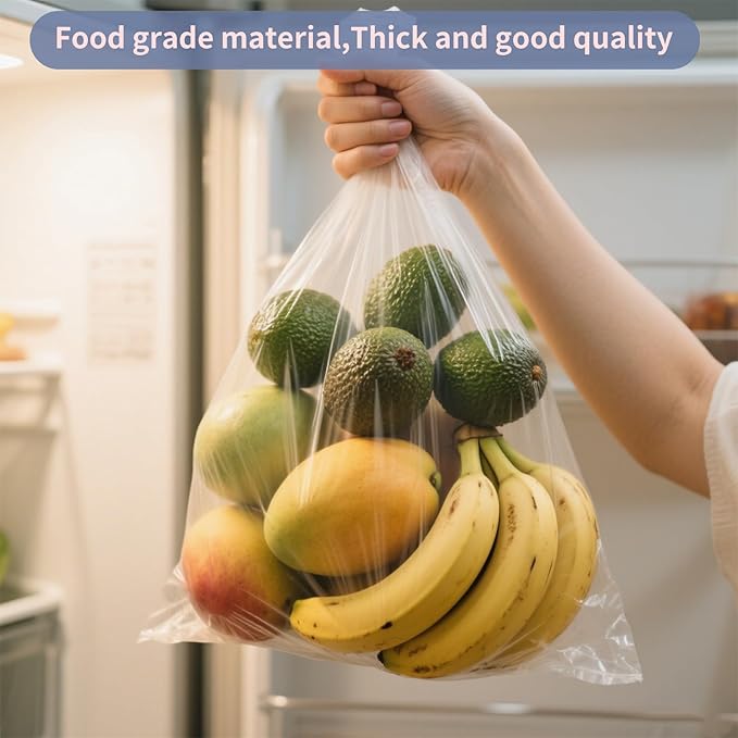 Immuson Plastic Produce Bag 10"x 14" Clear Plastic Food Storage Bags for Kitchen, Fruits, Vegetables, Travel Packing and Storage Needs (2Roll = 800 Bags)
