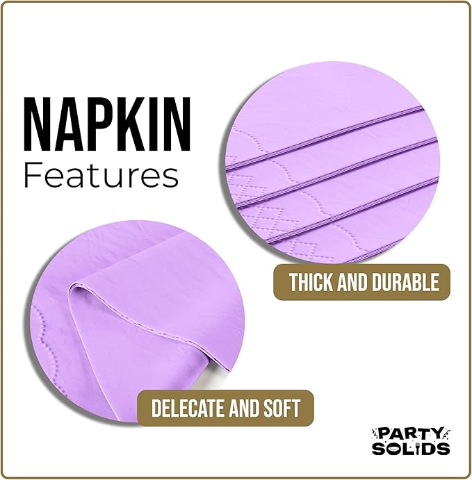 Lavender Dinner Napkins Disposable 8" x 4" Folded - 40 Pcs 2 Ply Lavender Napkins Disposable Paper Guest Towels for Bathrooms, Dinners, Everyday Parties & Party Supplies
