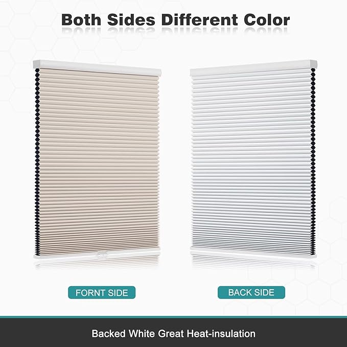 Changshade Cordless Cellular Shades, Blackout Honeycomb Shades for Windows, Pull Down Pleated Blinds, Easy to Install for Indoor Windows and French Doors,63" W x 72" H, Beige