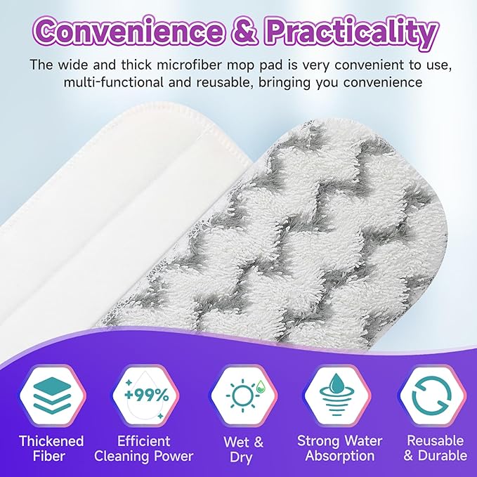 8 Pack Reusable Mop Replacement Pads Compatible for Swiffer PowerMop Spray Mop, Dry Wet Mopping Cloths for 13-15in Mop, Floor Cleaner Mop Pads for Swiffer (Not with Mop)
