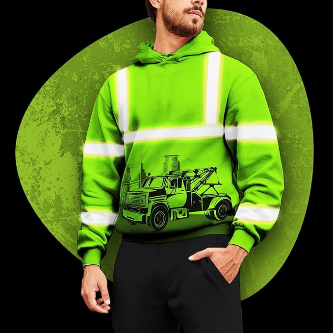 Matedecor High Visibility Hi Vis Hoodie for Men - Jobs Collection Custom Name Class 3 Reflective Safety Workwear
