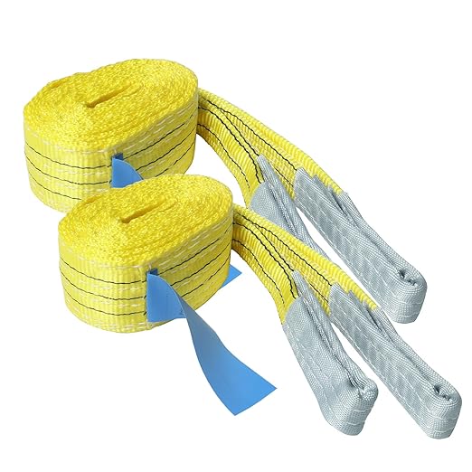 2-Pack 3"×10ft Double-Layer Polyester Lifting Sling, Heavy-Duty Webbing, 6600 lbs Capacity, 5:1 Safety Factor, Eye-to-Eye Sling for Crane, Hoist, Cargo Handling and Construction Lifting