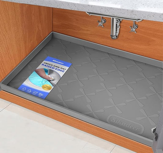 SIKADEER 37" x 19" Under Sink Mat Waterproof, Silicone Mat Kitchen Drawer Shelf and Cabinet Liner, Sink Protector for Kitchen Organizers and Storage, Boot Tray Pet Food Mats