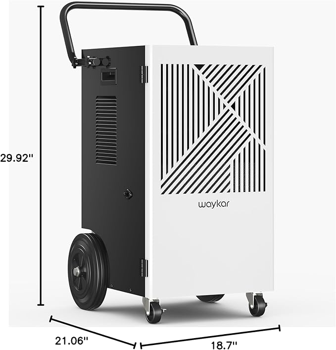Waykar 155 Pints Commercial Dehumidifier with Pump, Drain Hose and Washable Filter Space up to 8000 Sq. Ft, for Basements, Industrial or Commercial Spaces - 5 Year Quality Coverage