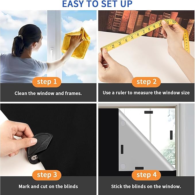 100% Portable Blackout Curtains, Portable DIY Blinds, No Drill Travel Blackout Blinds Sunblock Window Cover Black Out Curtains, for Baby Nursery, Travel, Dorm Room (79" x 57")