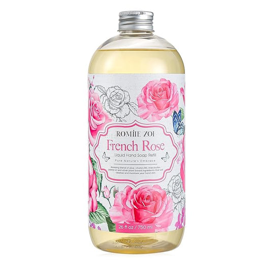 ROMIIE ZOI Liquid Hand Soap Refill, Rose, Gentle & Moisturizing Formula, 750 ML/ 26 FL OZ