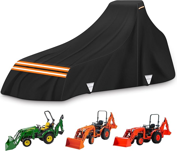 Heavy-Duty All-Weather Protection Tractors Cover, 420D Waterproof Tractor Cover for Front Loaders & Backhoes, Compatible with John Deere, Kubota, Mahindra, 189" L x 76" W x 86" H
