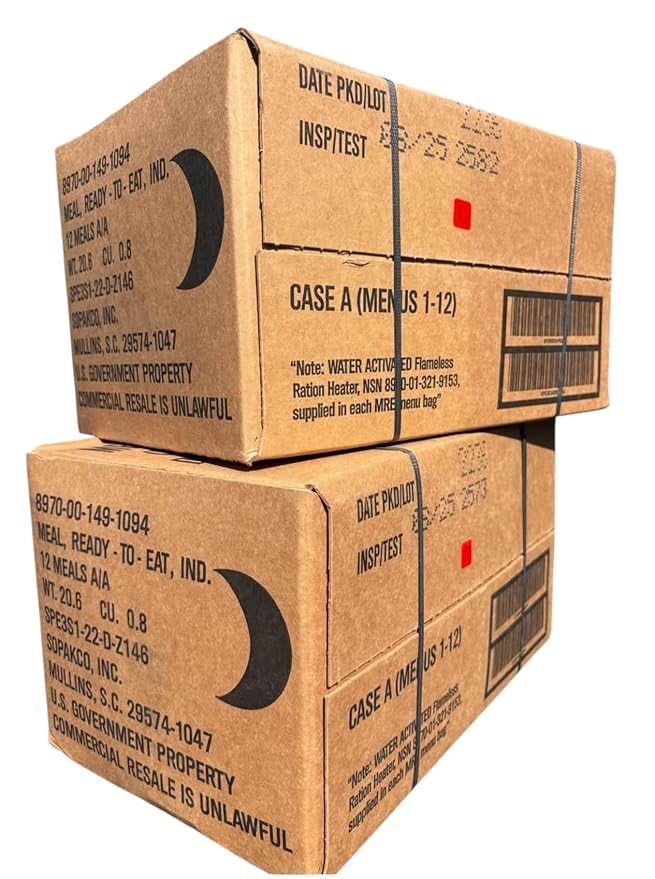 MRE, Emergency Food Supply, Survival Food, Freeze Dried Food w/Flameless Heater, Ready Meals (Variety Pack of 24) – A & B Case Inspection 2025