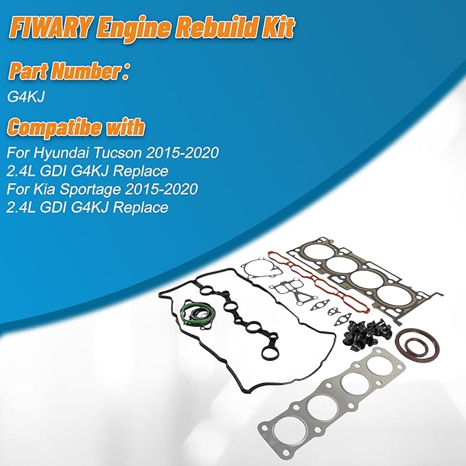 G4KJ 2.4L GDI Complete Engine Rebuild Kit Performance Solution for Tucson Kia Sportage 2015-2020 Models OE 22311-2GGB0 Precision Overhaul