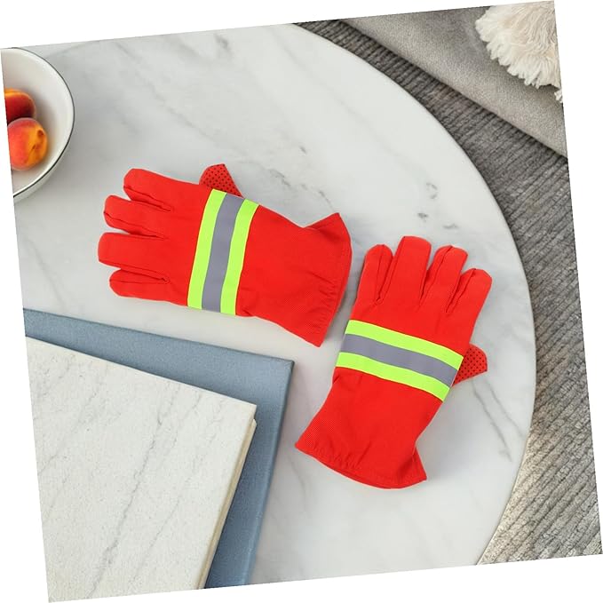 Zerodeko 2 Pairs Flame-resistant Welding Gloves Heat Insulated Firefighter Work Gloves for Emergency Rescue Outdoor Safety Heavy Duty Puncture Resistant Protective Gear