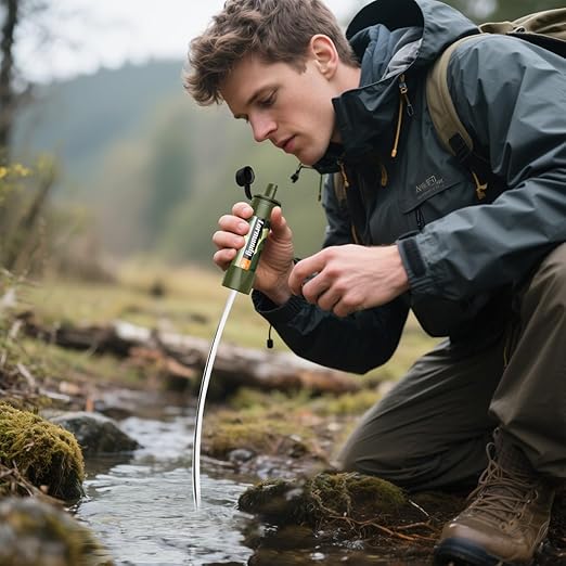 Water Filter Straw - Portable Emergency Water Purifier, Personal Water Filtration System, Straw Water Filter System - Outdoor Survival Gear for Hiking, Camping Accessories and Travel (5pcs)