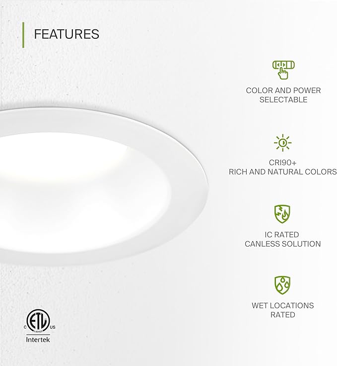 ASD Commercial LED Downlight 9/10 Inch, Round Power Adjustable Downlights 22/26/30/35/40W, Canless LED Recessed Lighting 120-277V, 5 CCT 2700K-5000K, Dimmable Ceiling Light Fixture IC Rated, White ETL