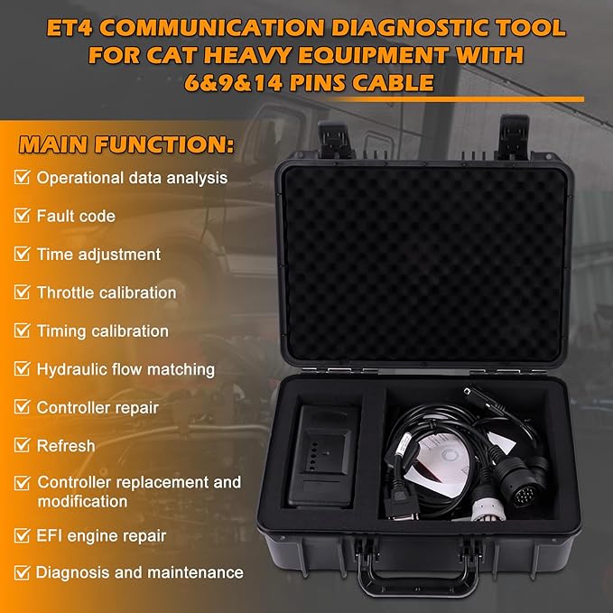 ET-4 Diagnostic Adapter Tool 538-5051 478-0235 2019C Version & 2021 Version for CAT Heavy Equipment(6&9&14 Pins Cable) ET4 Communication Diagnostic Tool