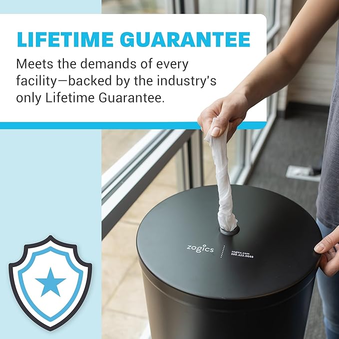 Zogics Gym Wipes Dispenser Stand and Trash Bin – Dual-Purpose Wet Wipes Dispenser for Sanitizing and Cleaning with Built-in 7 Gallon Trash Can, Black Galvanized Steel
