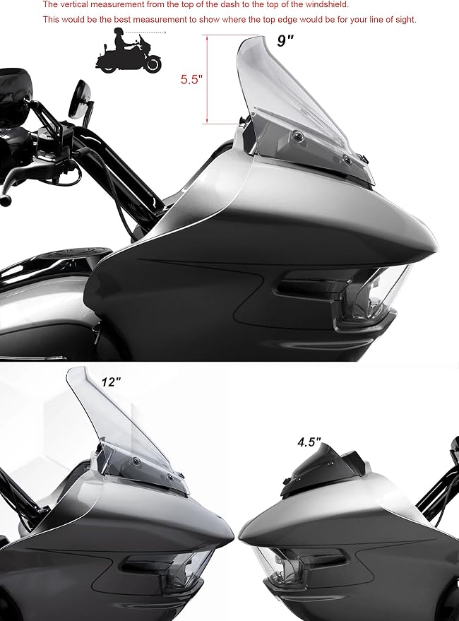 9" Wave Windshield Windscreen Wind Splitter Compatible with Harley Davidson Touring CVO Road Glide FLTRXSE 2023-up,CVO Road Glide ST FLTRXSTSE 2024-up,Road Glide FLTRX 2024-up (Tint)