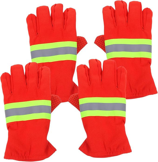 2 Pairs Heat Resistant Firefighter Gloves with Breathable Lining for Men and Women Fire-Resistant Protective Gear for High Temperature Firefighting and Rescue Operations