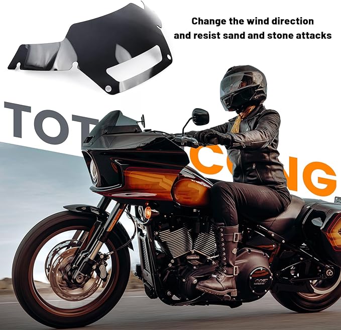Detachable Windscreen Windshield Compatible for Harley Softail Low Rider ST FXLRST 2022-2024 ,El Diablo FXRST 2022，black