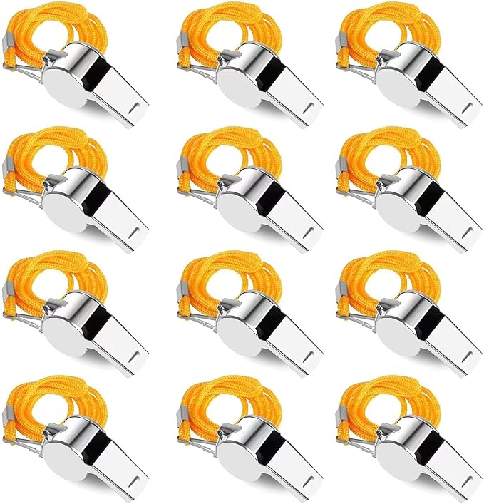 Whistles, Stainless Steel Sports Loud Crisp Sound Whistles with Lanyard,Whistles Great for Referees, Coaches