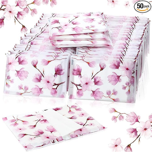 Geyee 50 Packs Facial Tissue Travel Packs Disposable Pocket Tissues for Wedding Guest Travel School Purse Home Supplies, 500 Sheets 3 Ply(Pink Magnolia)