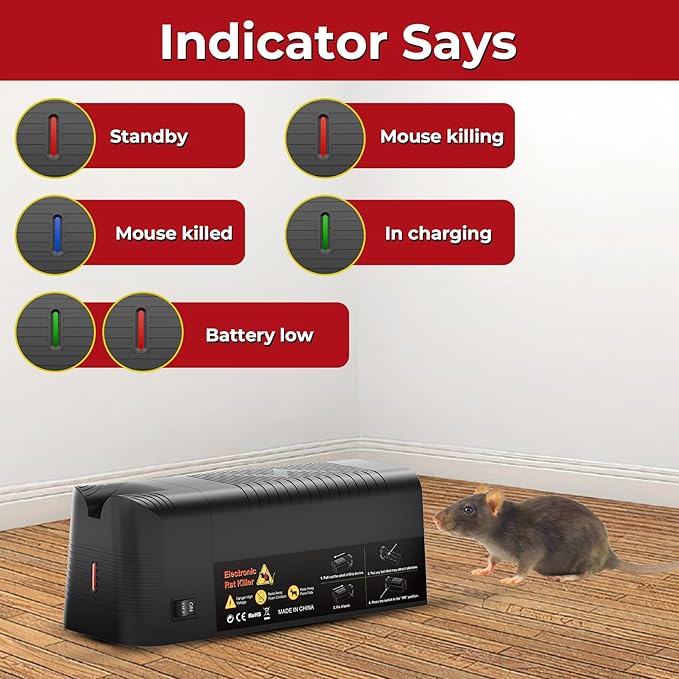 X-PEST Electronic Rat Trap – Big Size Electric Rodent Trap Zapper for Indoor Use, Reusable Rodent Trap, No Touch No See, Effective Mice & Rats Control