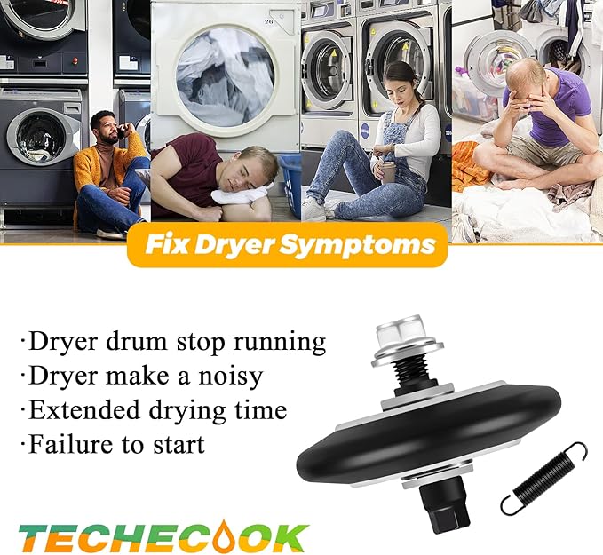 AGM75510755 Dryer Repair Kit with 4581EL2002C Dryer Drum Roller Kit 4400EL2001A Drive Belt 4561EL3002A Idler Pulley & Spring by Techecook - Fit for Lg Kenmore Dryer - Replaces 4400EL2001F 4581EL2002A