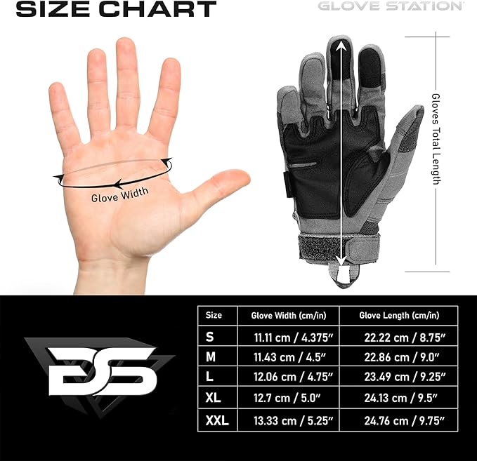 Glove Station Tactical Gloves for Men – Touchscreen Utility Gear with Hard Knuckle Protection Used in Motorcycle, Airsoft, Combat, Police, Shooting & Outdoor Work
