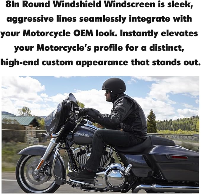 8" Windshield Windscreen for 1996-2013 Harley Davidson Touring Street Glide Electra Glide/Ultra Limited/Tri Glide FLHT FLHX FLHXS FLHTK, Black