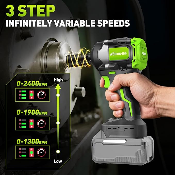 850Nm (630Ft-lbs) Cordless Impact Wrench for Ma-kita 18V Battery, Brushless 1/2 Impact Gun, 3-Speed, 4 Cr-V Sockets, LED Light, Electric Impact Wrench for Car Tire, Mower Lug Nut