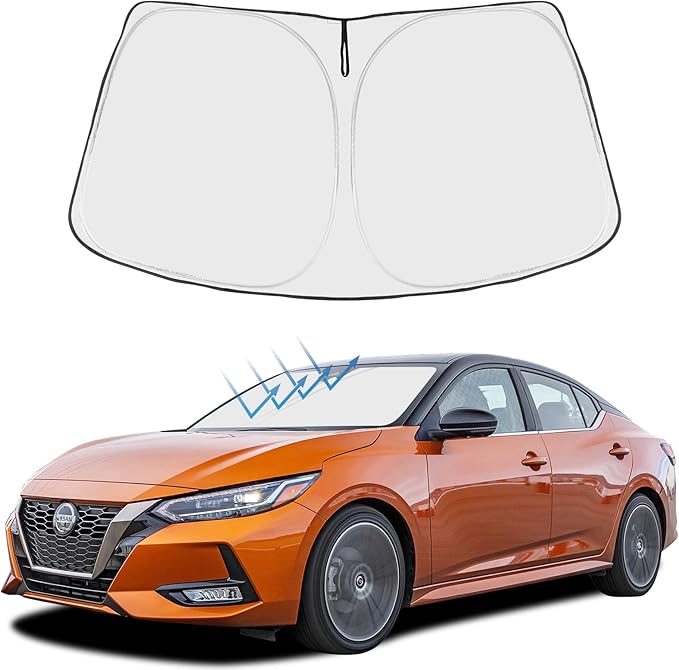 Proadsy Windshield Sun Shade for Nissan Sentra 2025 2024 2023 2022 2021 2020 Custom Fit S, SV, SR, Sedan Accessories Foldable Sunshde Protector Blocks UV Rays Keep Car Cooler