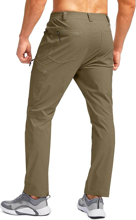 Pudolla Men's Lightweight Hiking Pants with 7 Pockets Quick Dry Water Resistant Fishing Travel Pants