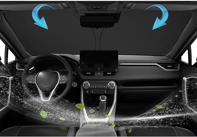 SKTU 2023 2024 2025 RAV4 Front Windshield Sunshade for 2019-2025 Toyota RAV4 Windshield Sun Shade Foldable for Blocks UV Rays and Blocks Heat and Sun Keeps Vehicle Cool